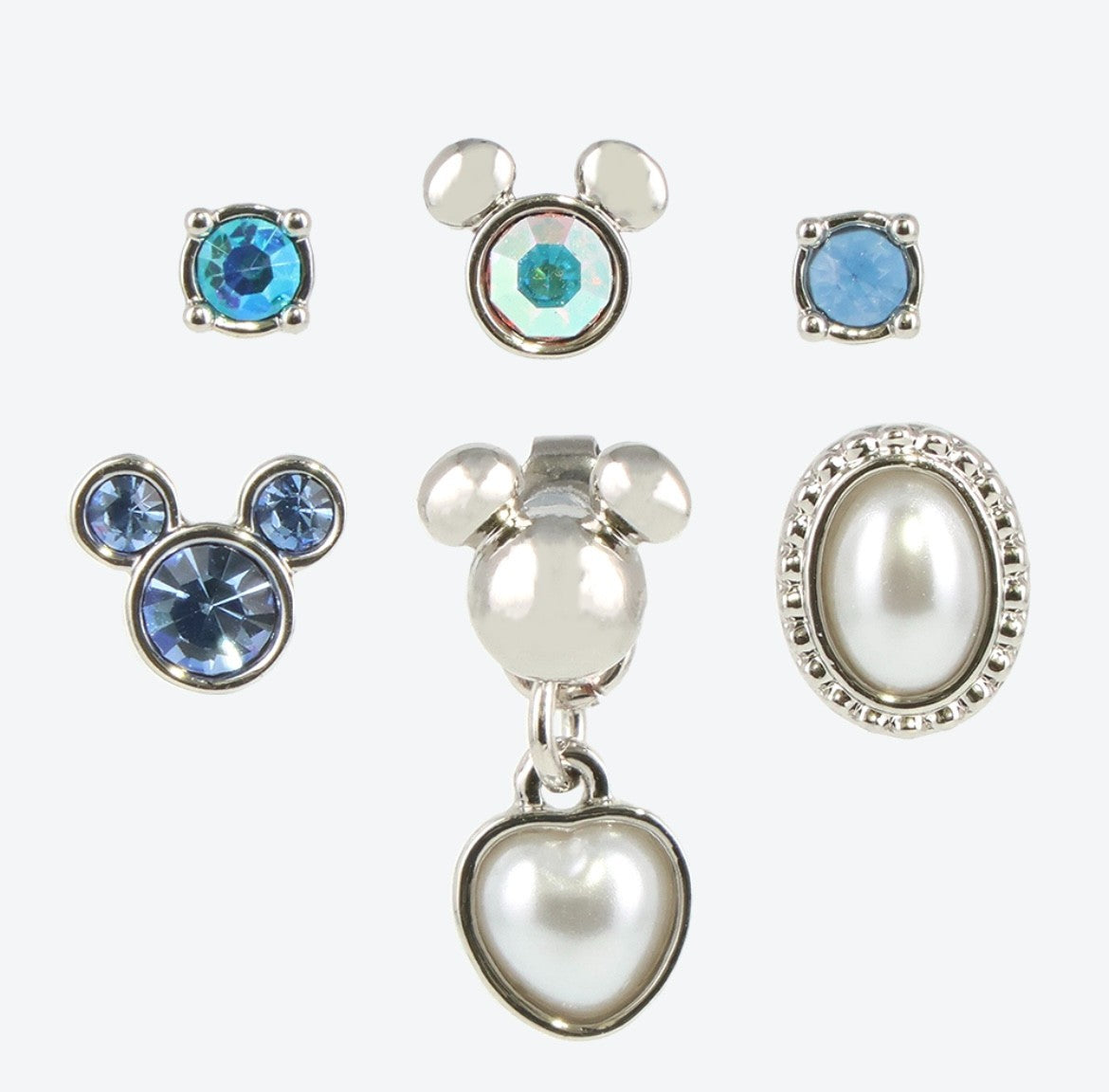 Japan Tokyo Disney Resort Mickey Mouse Blue Pearl Jewel Earrings 6 pieces 2025