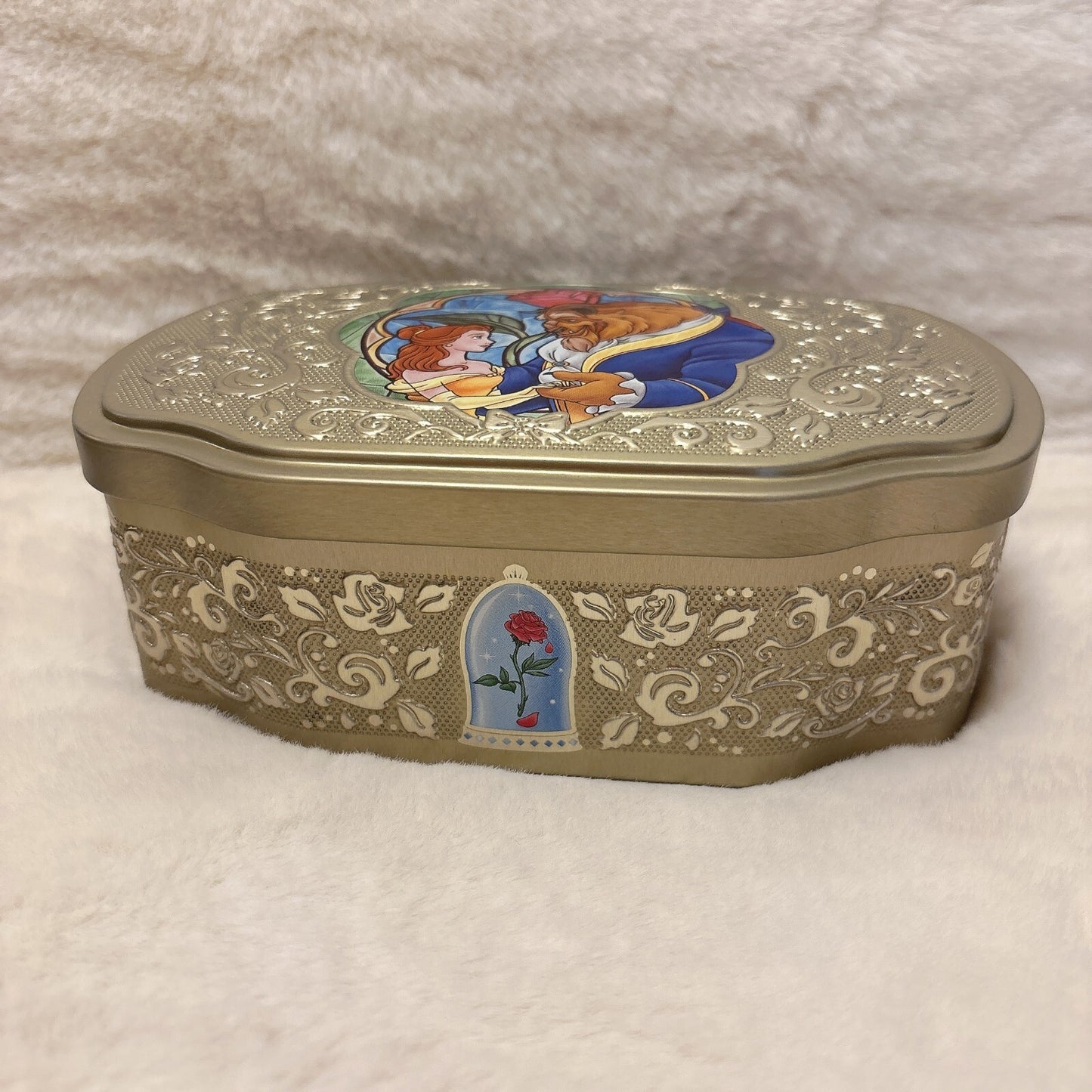 Japan Tokyo Disney Resort Beauty and the Beast Candy Can Gold Rose
