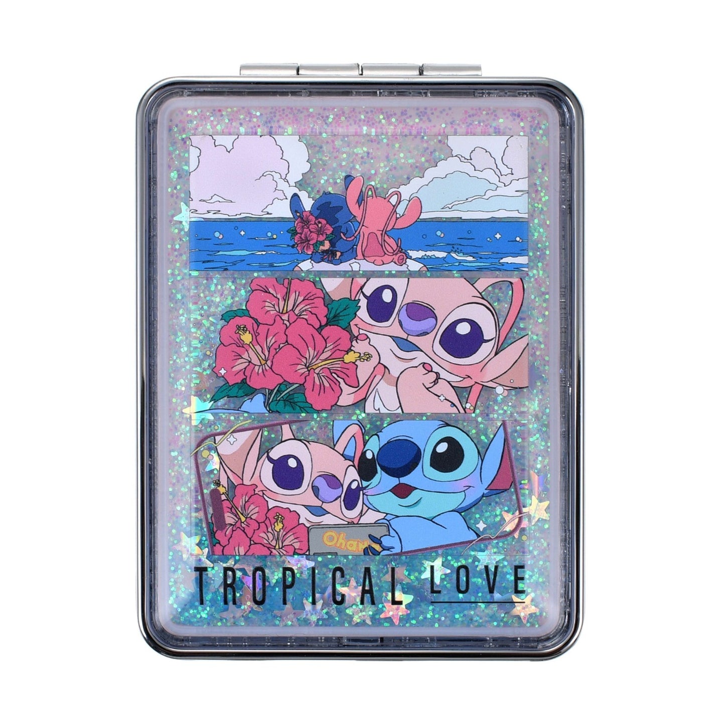 Japan Tokyo Disney Store Stitch & Angel Water-Filled Hand Mirror