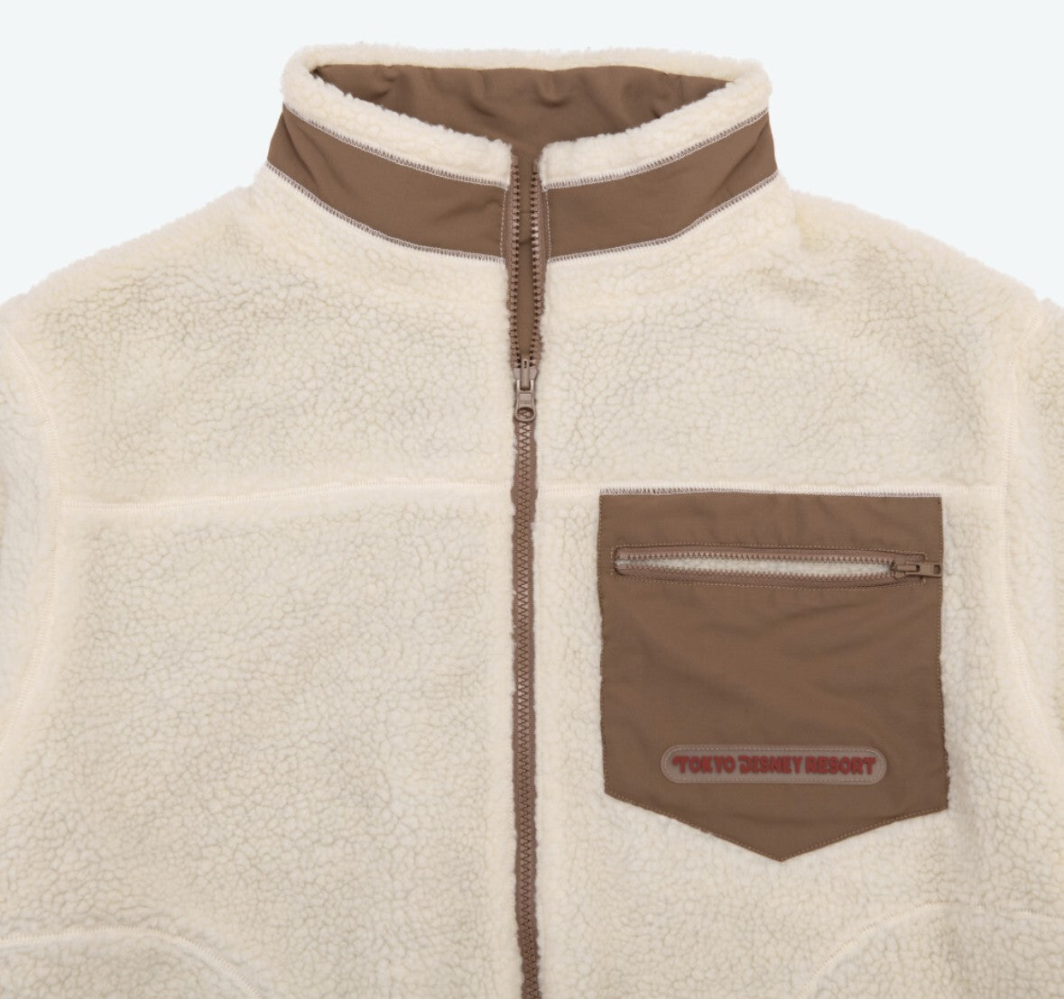 Japan Tokyo Disney Resort Mickey Reversible  Blouson Jacket Coat White Brown L