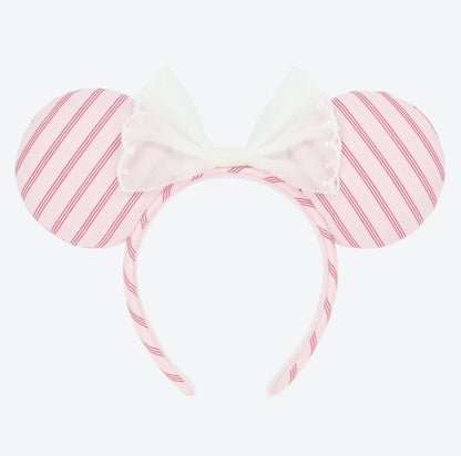 Japan Tokyo Disney Resort Minnie Mouse Ears Headband Free Size Pink Ribbon 2026