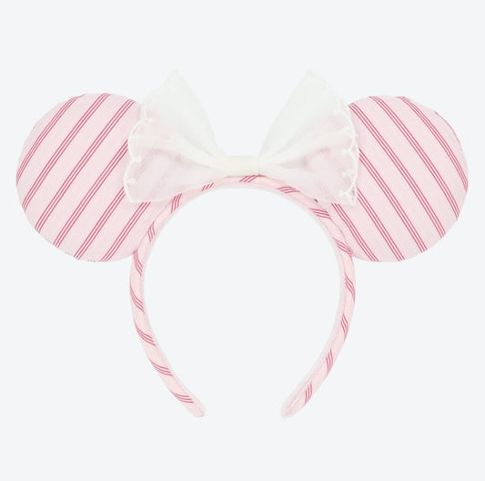 Japan Tokyo Disney Resort Minnie Mouse Ears Headband Free Size Pink Ribbon 2026