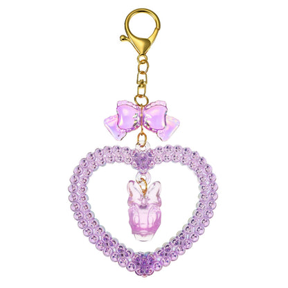 Japan Tokyo Disney Store Daisy Duck Keychain Heart Glitter Lovely Fes