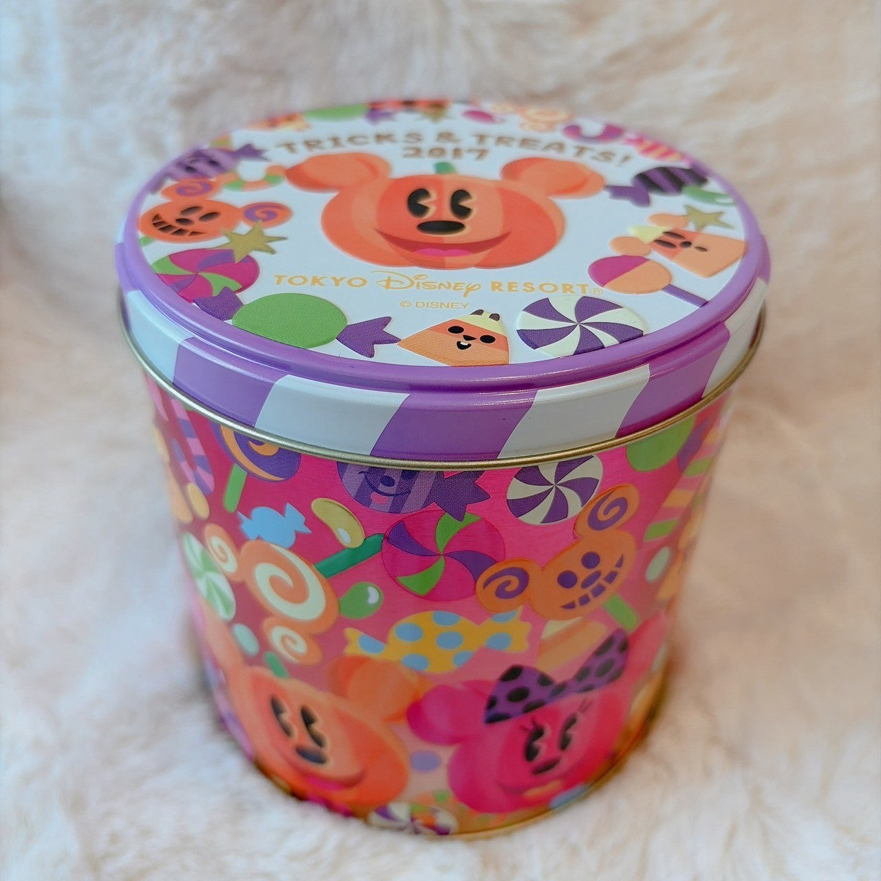 Japan Tokyo Disney Resort Baked White Chocolate Tin Can Halloween Mickey Minnie