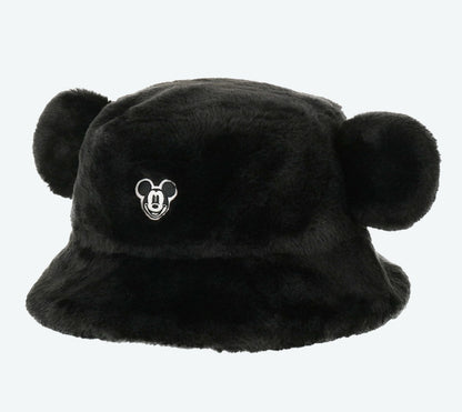Japan Tokyo Disney Resort Ears Mickey Face limited Fluffy Winter Cap Hat Black