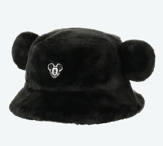 Japan Tokyo Disney Resort Ears Mickey Face limited Fluffy Winter Cap Hat Black