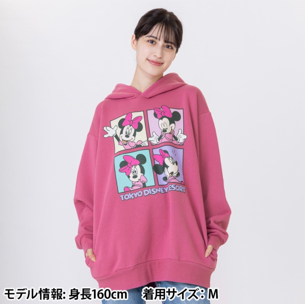 Japan Tokyo Disney Resort Minnie Mouse Hoodie Oversized Unisex Pink Limited 2025