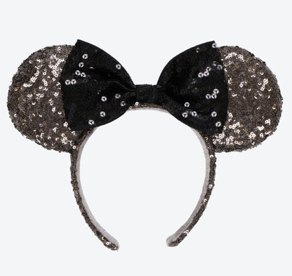 Japan Tokyo Disney Resort Store Ears HeadBand Hat Minnie sequins Black