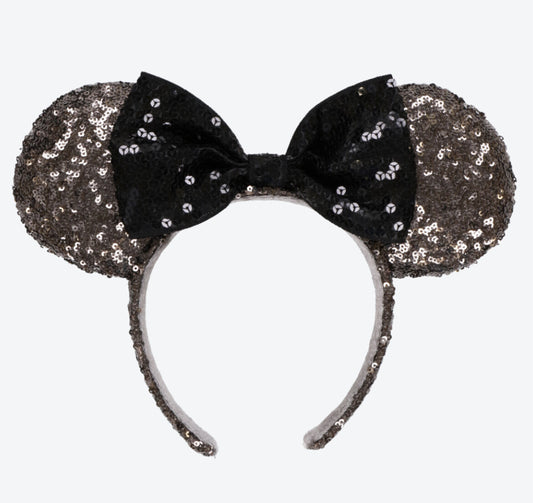 Japan Tokyo Disney Resort Store Ears HeadBand Hat Minnie sequins Black