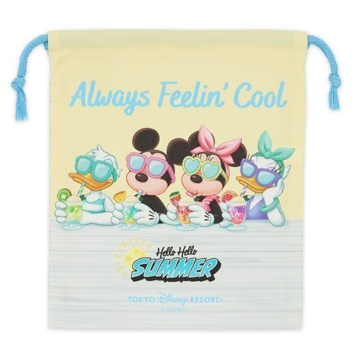 Japan Tokyo Disney Resort Mickey and Minnie Drawstring Bag Hello Summer