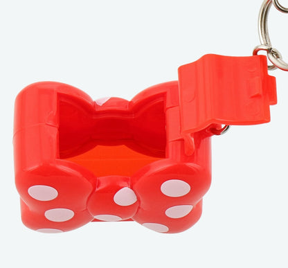 Japan Tokyo Disney Resort Popcorn Bucket Keychain Minnie Ribbon