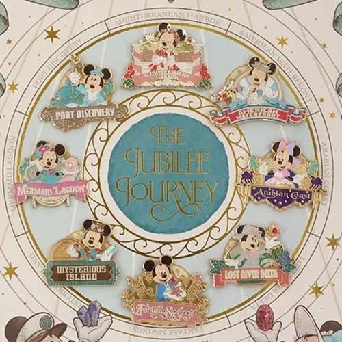 Japan Tokyo Disney Resort Mickey Mouse Pin Badge Set Sea 25th