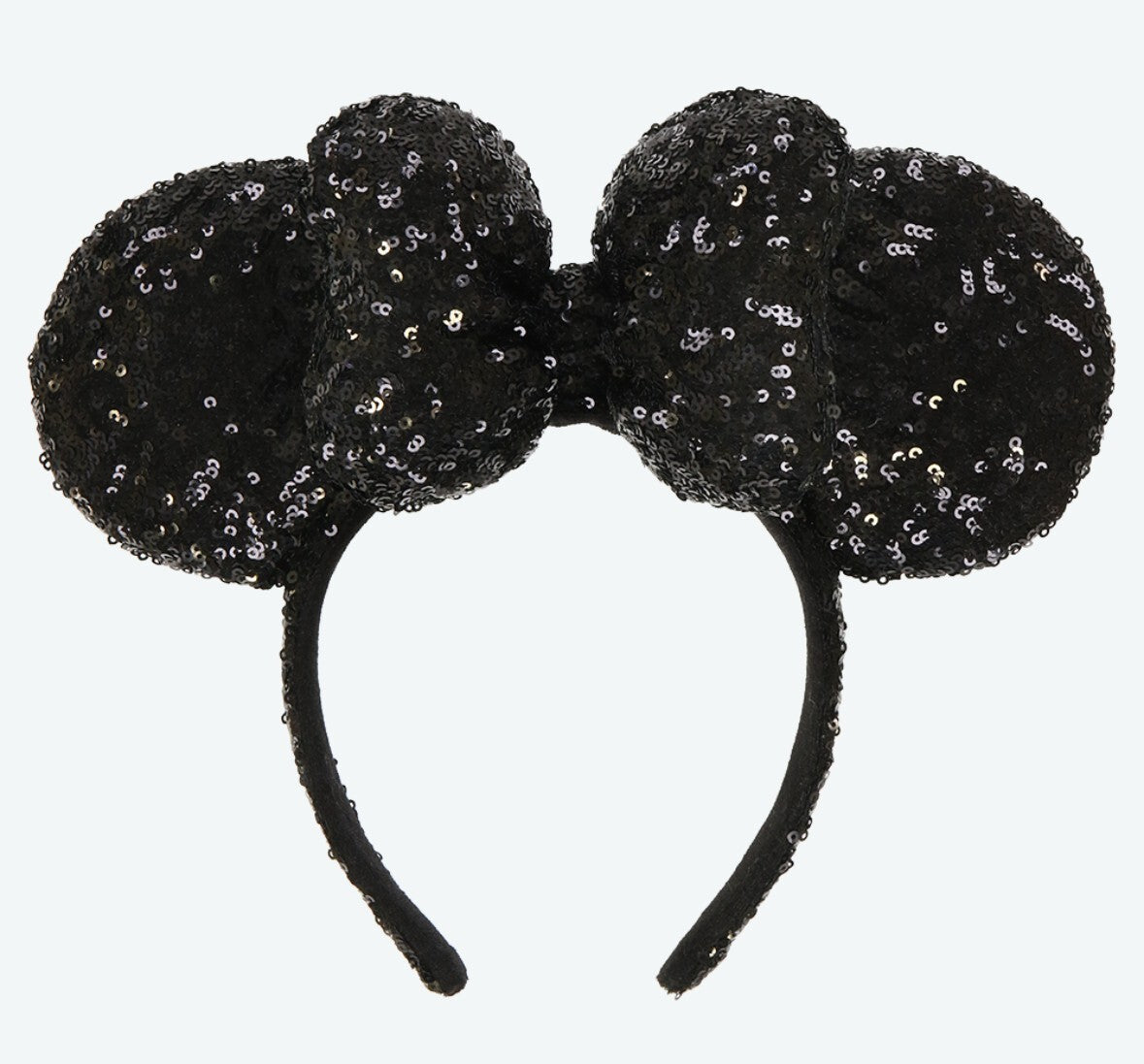 Japan Tokyo Disney Resort Ears HeadBand Hat Minnie Black Ribbon sequins shine