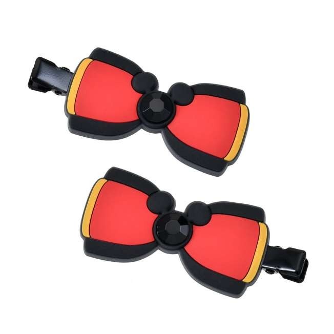 Japan Tokyo Disney Store Mickey Hair Clip Set Stones Ribbons MAEGAMI Hair Zakka