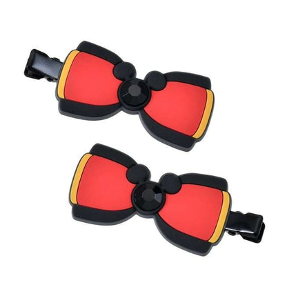 Japan Tokyo Disney Store Mickey Hair Clip Set Stones Ribbons MAEGAMI Hair Zakka