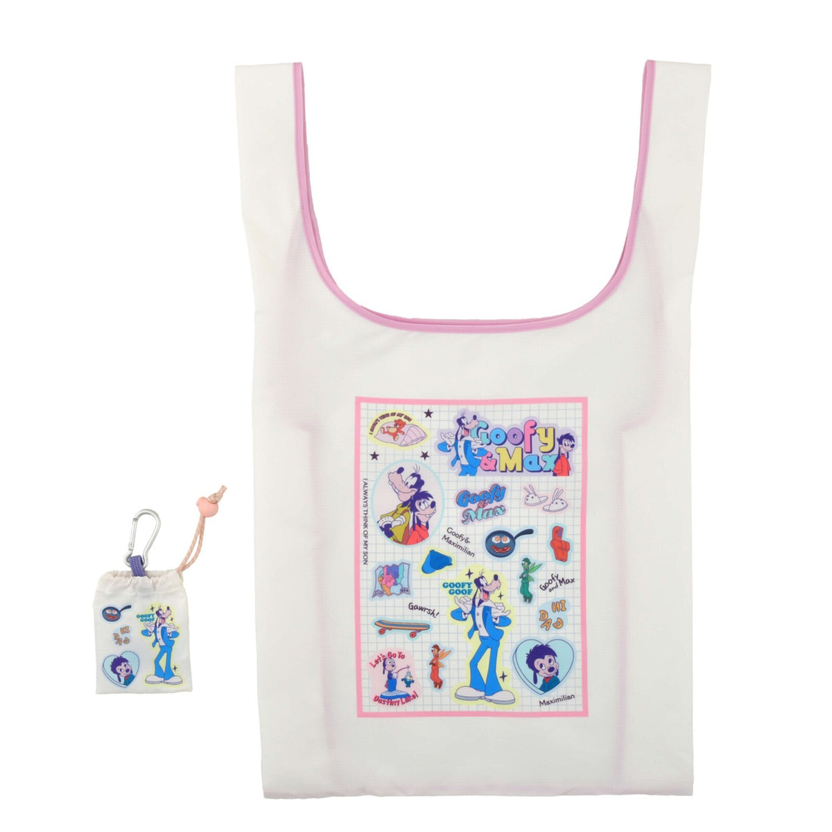 '+Japan Tokyo Disney Store Goofy & Max Shopping Eco Bag with Pouch GOOFY BIRTHDAY