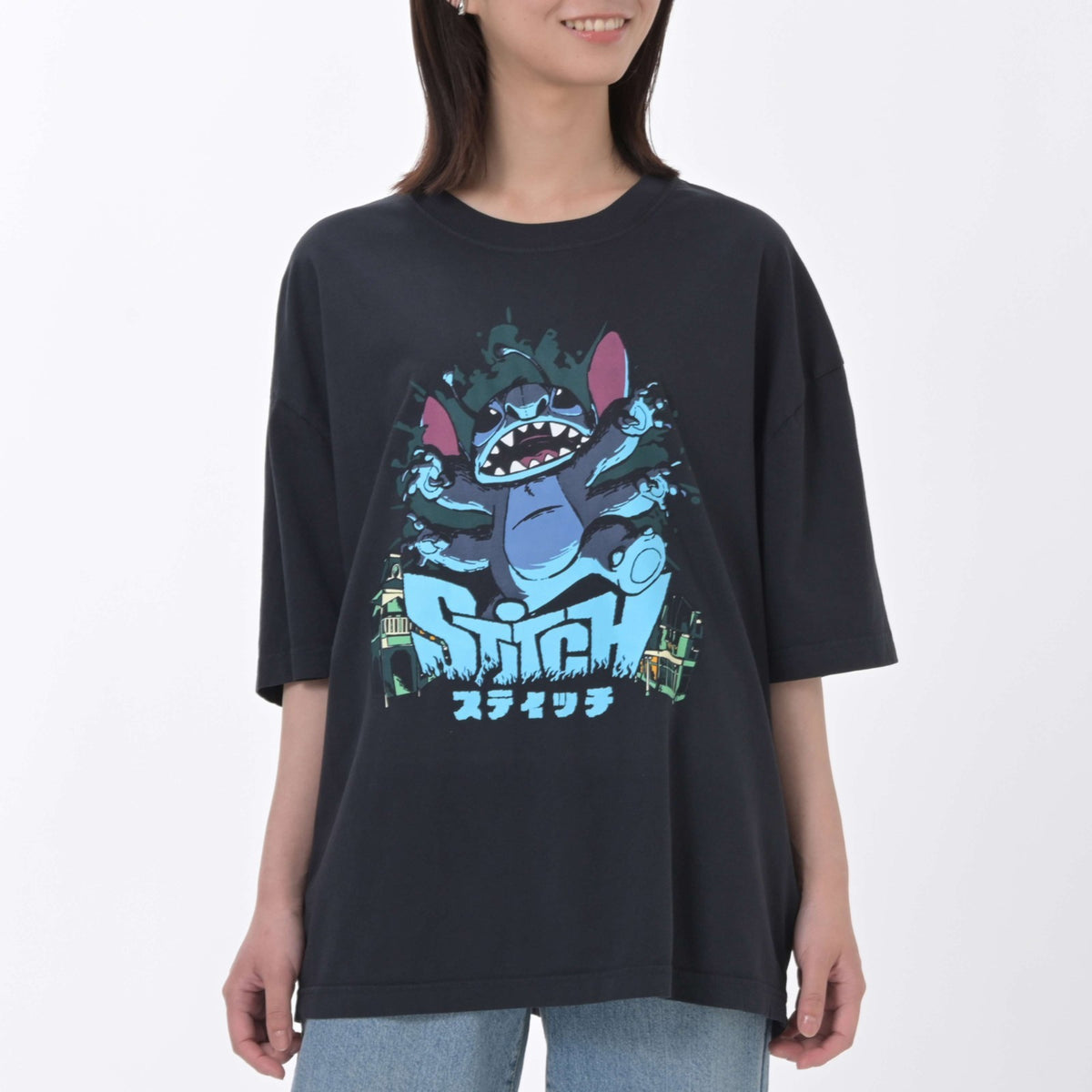 Japan Tokyo Disney Store Stitch Short-Sleeve T-Shirt Blue Size L XL STITCHZILA