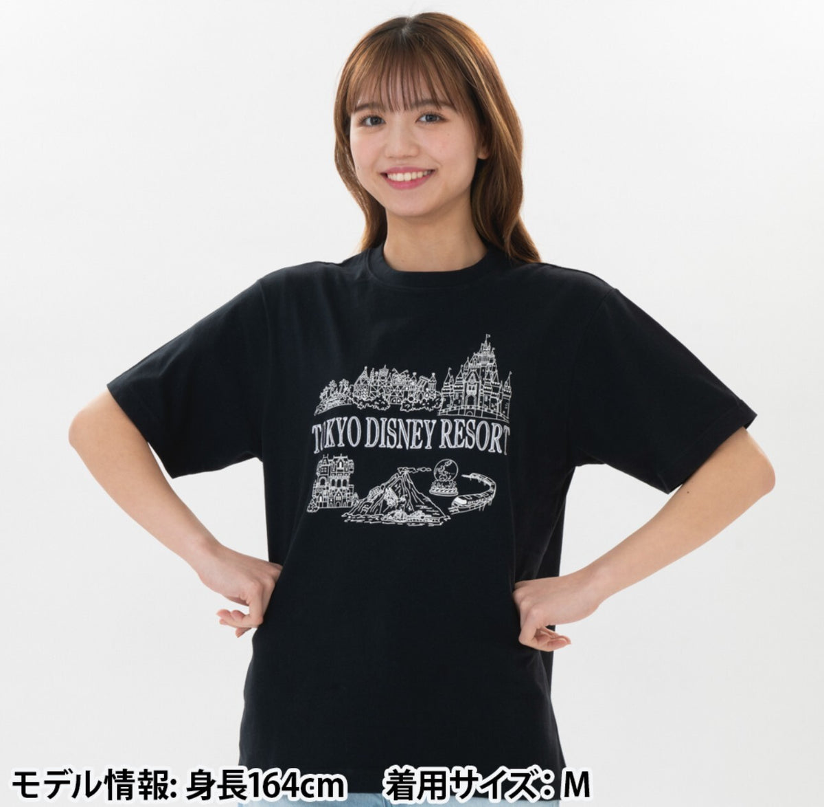 Japan Tokyo Disney Resort  T-Shirt Cinderella Castle Small World Black
