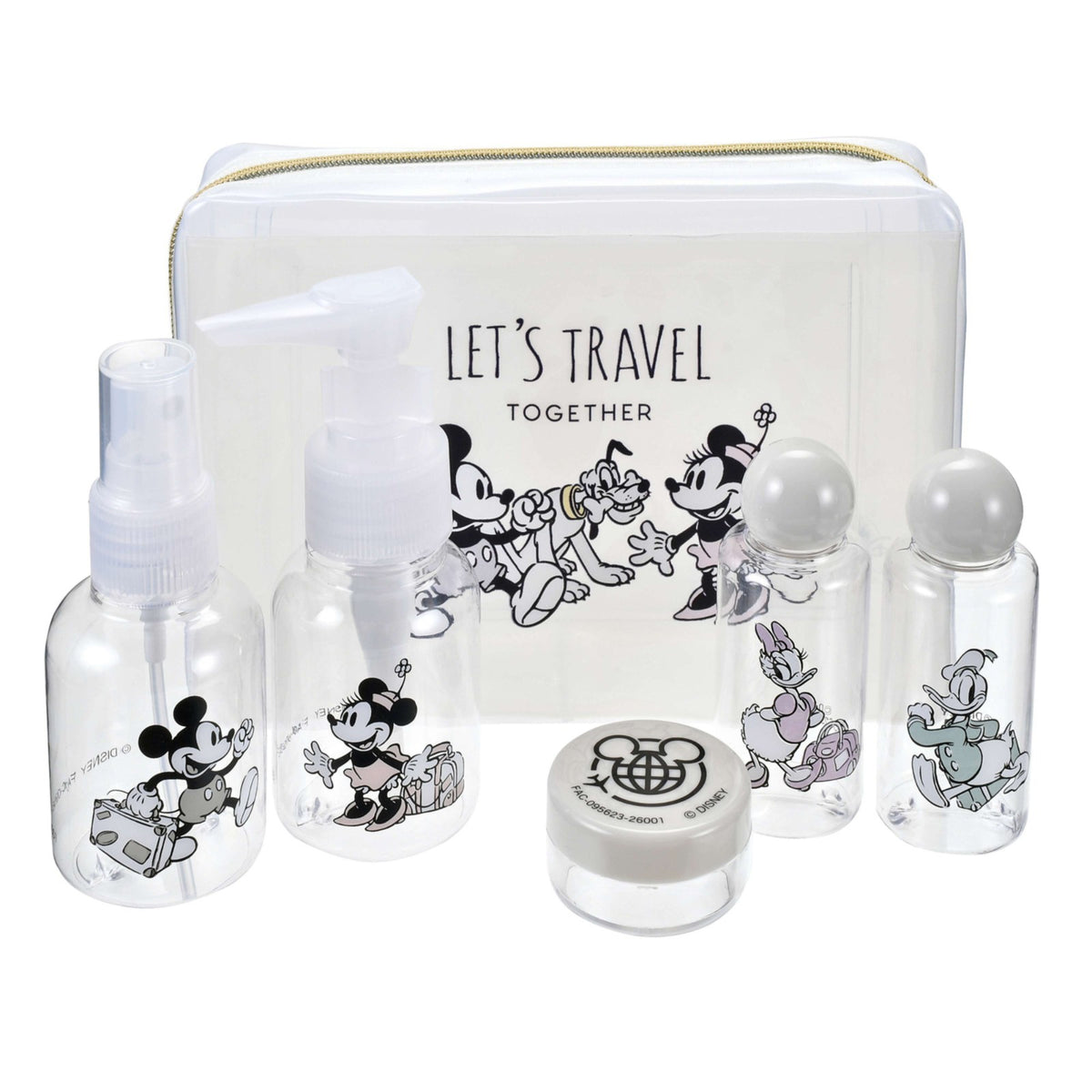 Japan Tokyo Disney Store Mickey Bottle Case Set with Pouch Magical Travel