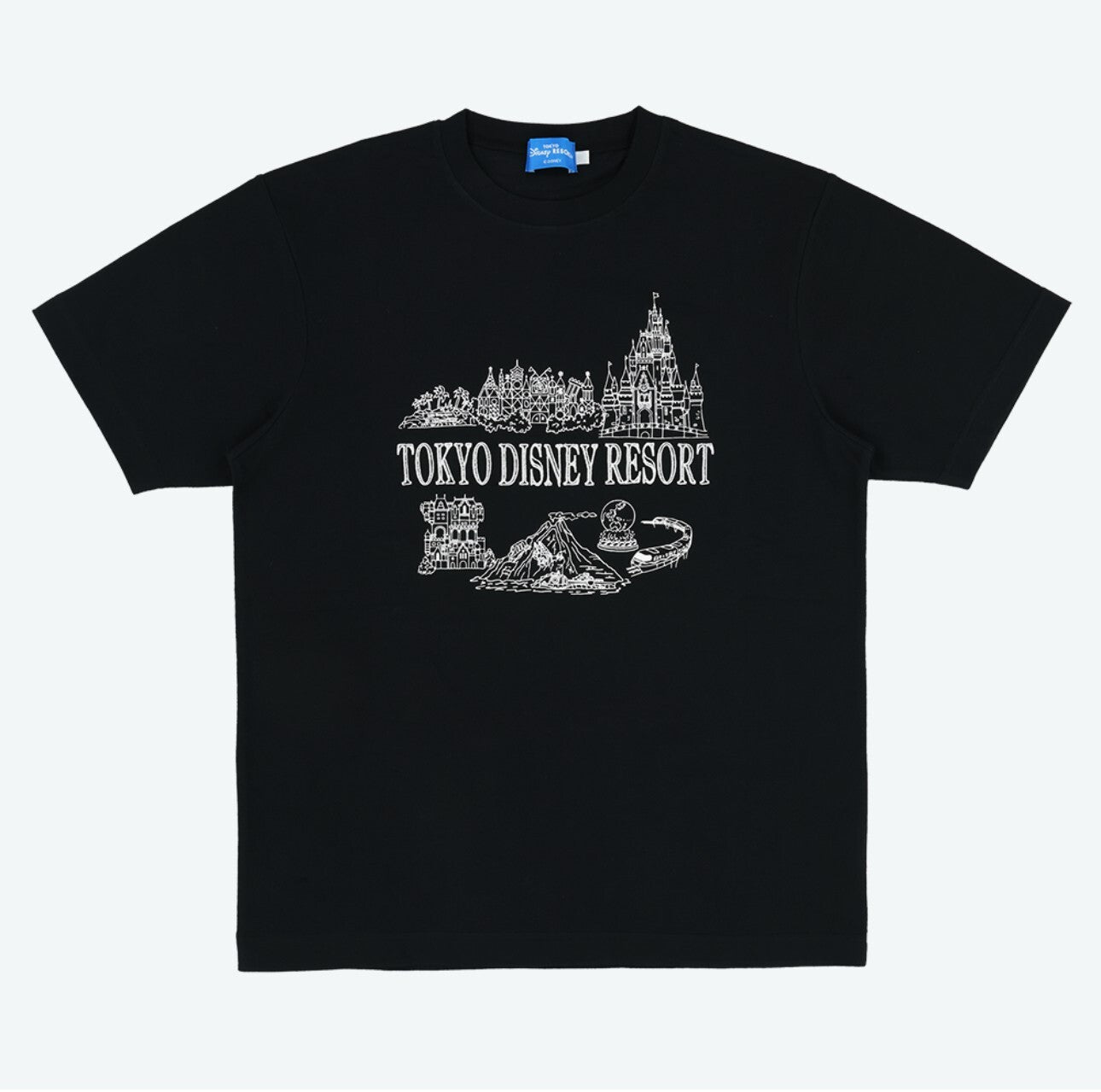 Japan Tokyo Disney Resort  T-Shirt Cinderella Castle Small World Black