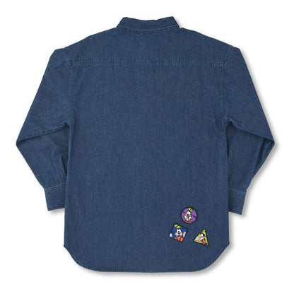 Japan Tokyo Disney Store Goofy Long-Sleeve Denim Shirt Blue GOOFY FASHION 2026