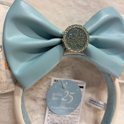 Japan Tokyo Disney Resort Mickey Minnie Headband Sea 25th Ears Cap Ribbon