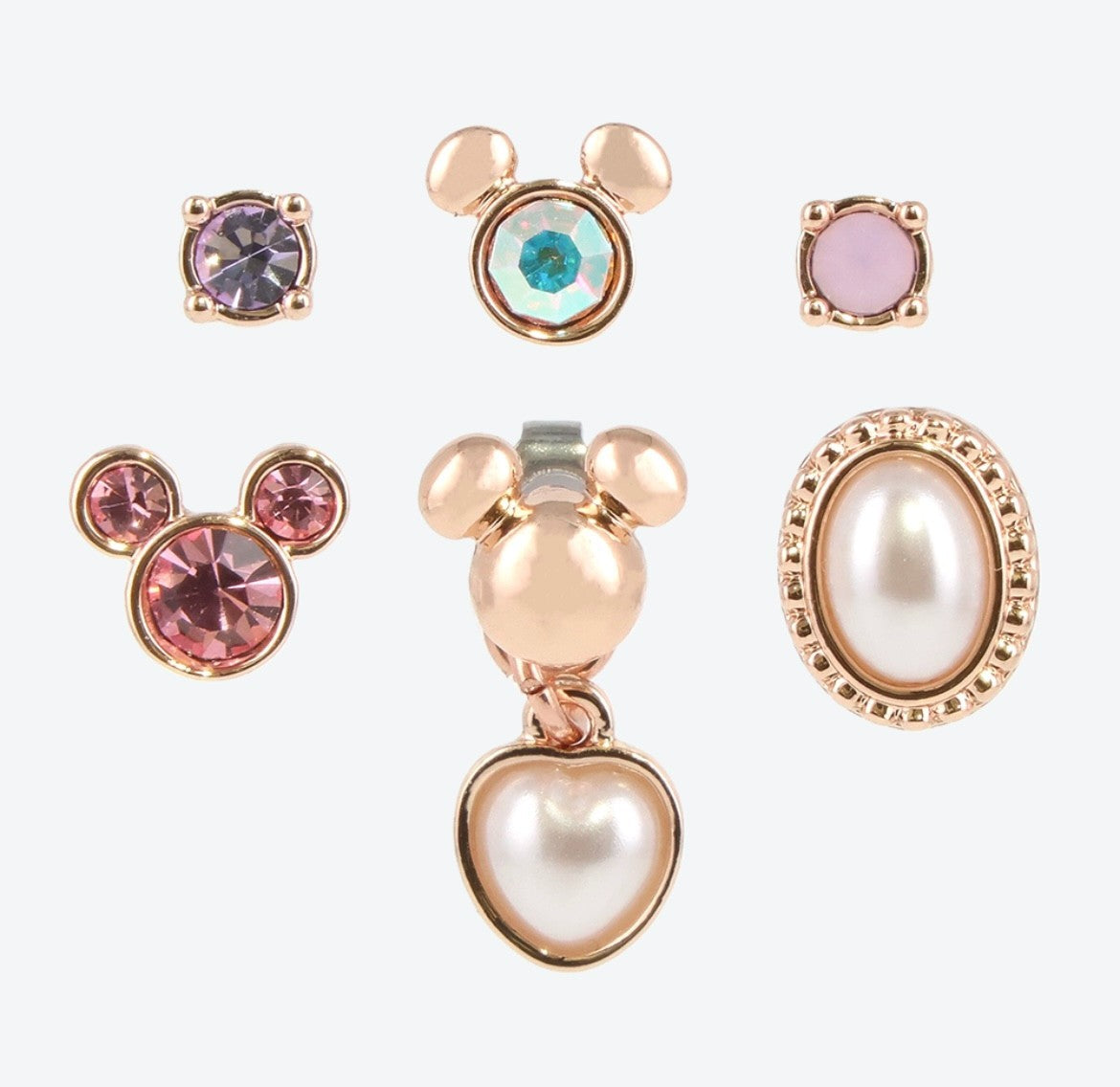 Japan Tokyo Disney Resort Mickey Mouse Pink Pearl Jewel Earrings 6 pieces 2025