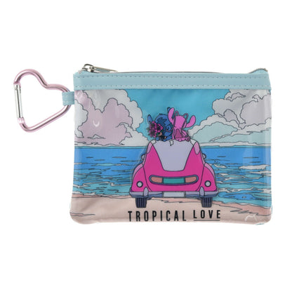 Japan Tokyo Disney Store Stitch & Angel Flat Pouch with Carabiner