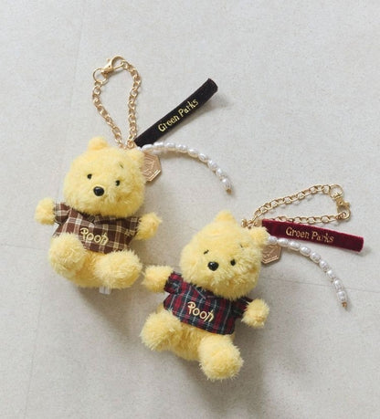 Japan Disney Green Parks Winnie The Pooh Plush Keychain set of 2