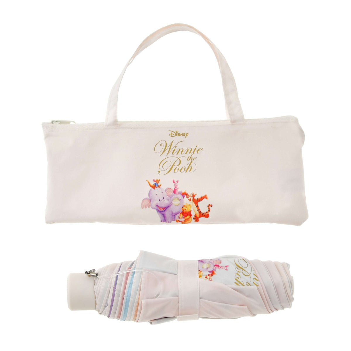 Japan Tokyo Disney Store Pooh Foldable Umbrella Sun Rain with Pouch Roo & Lumpy