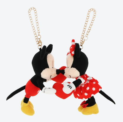 Japan Tokyo Disney Resort Mickey Minnie Plush Charm Keychain 2pieces with Magnet