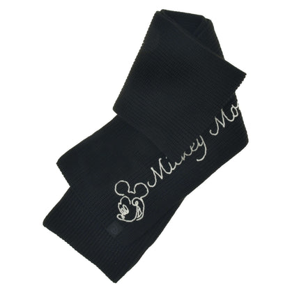 Japan Tokyo Disney Store Mickey Mouse Knit Scarf Line Art Black MAGICAL LABEL