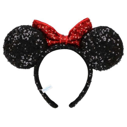 Japan Tokyo Disney Resort Ears HeadBand Hat Cap Spangle Black Heart Minnie