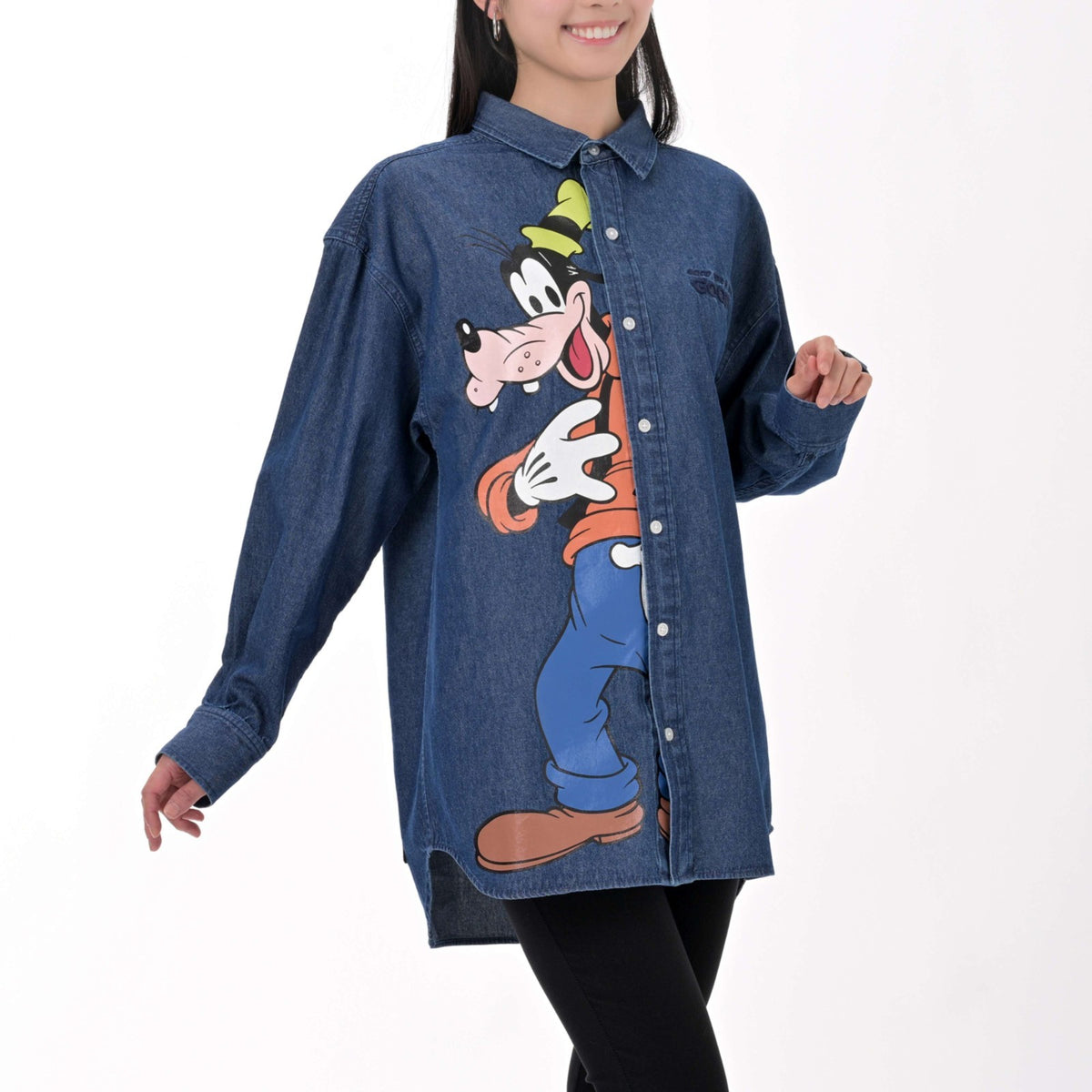 Japan Tokyo Disney Store Goofy Long-Sleeve Denim Shirt Blue GOOFY FASHION 2026