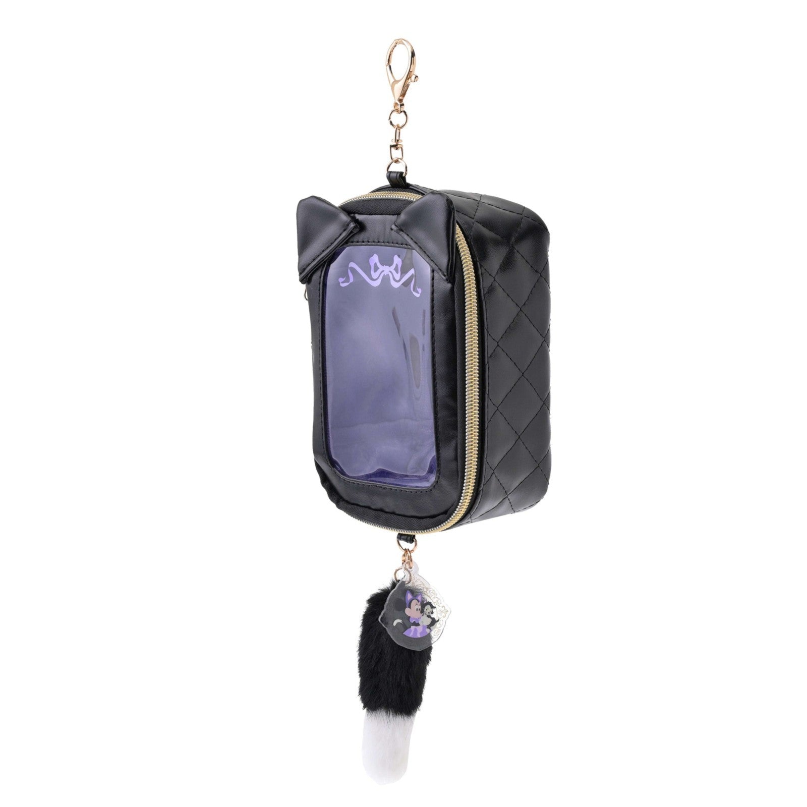 Japan Tokyo Disney Store Pouch Keychain Clear Window Charm CAT MINNIE AND FIGARO