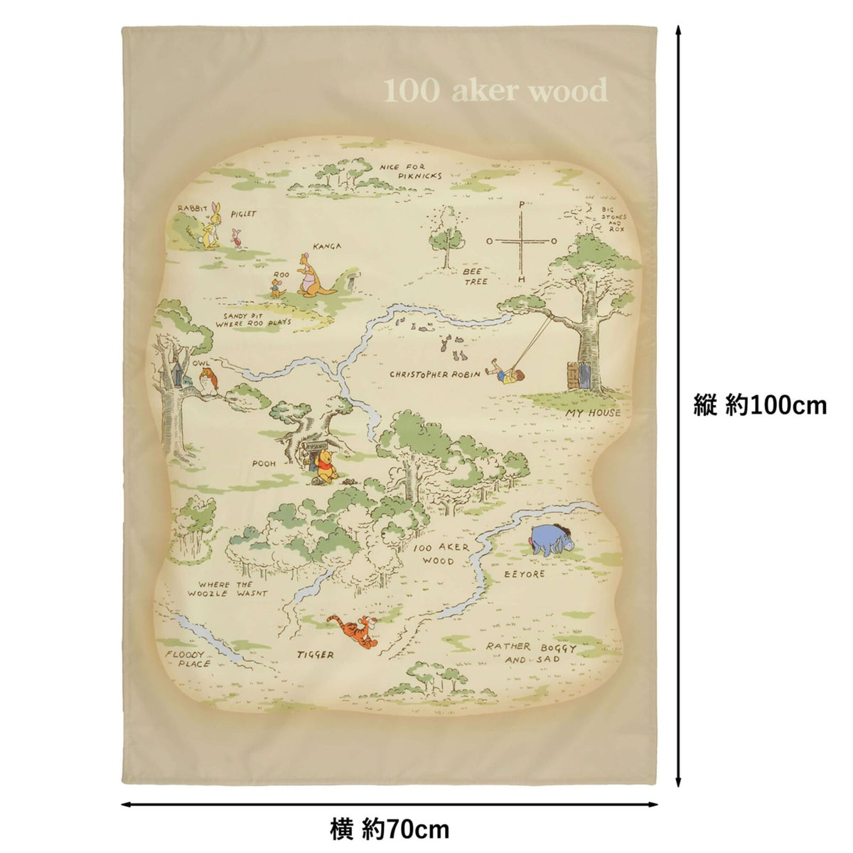 Japan Tokyo Disney Store Pooh and Friends Picnic Sheet S Pouch Map Compact