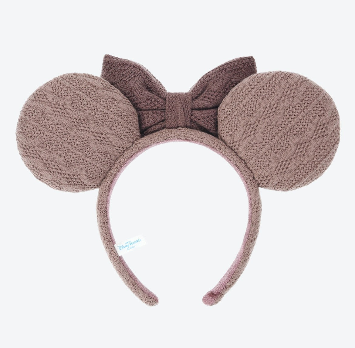 Japan Tokyo Disney Resort Minnie Mouse Ears Headband Free Ribbon Knit Brown 2025