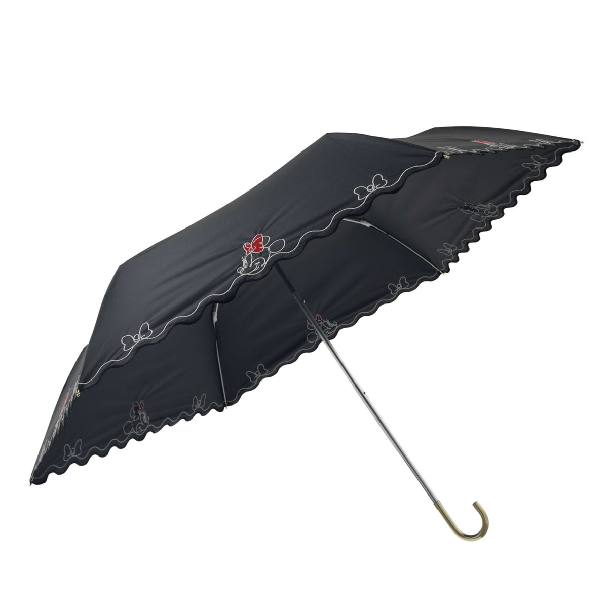 Japan Tokyo Disney Store Minnie Folding Umbrella Sunny Rainy Carabiner SHINY DAY