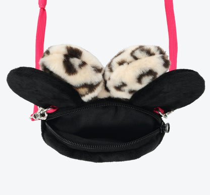 Japan Tokyo Disney Resort Minnie Mouse Face Leopard Print Shoulder Bag