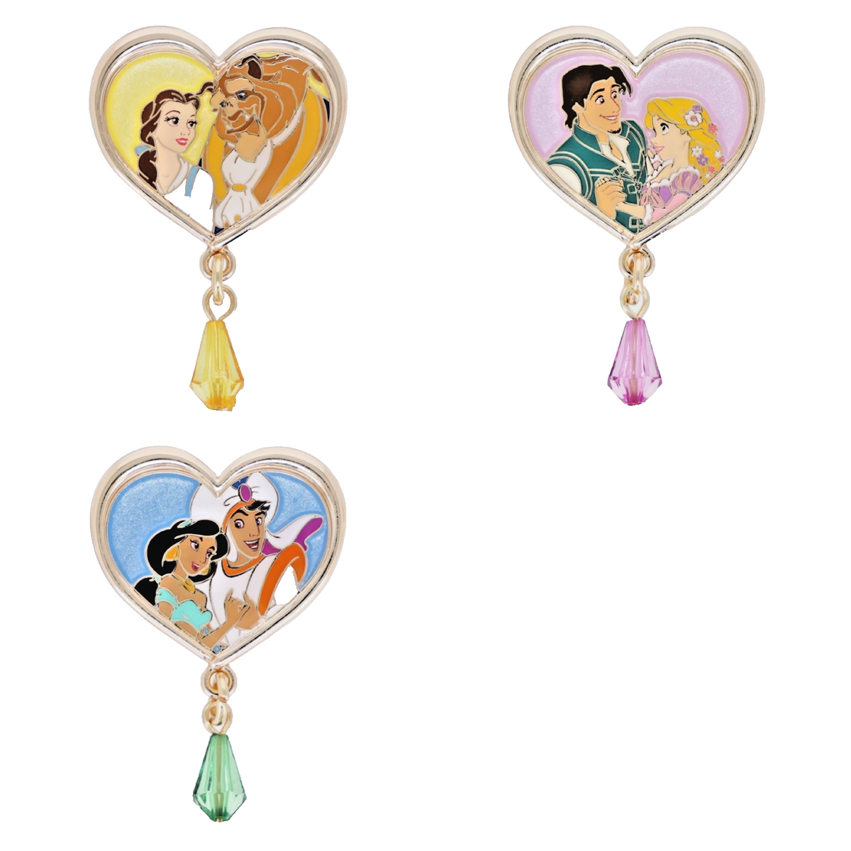 Japan Tokyo Disney Resort Princess Heart Pin Badge Set of 3