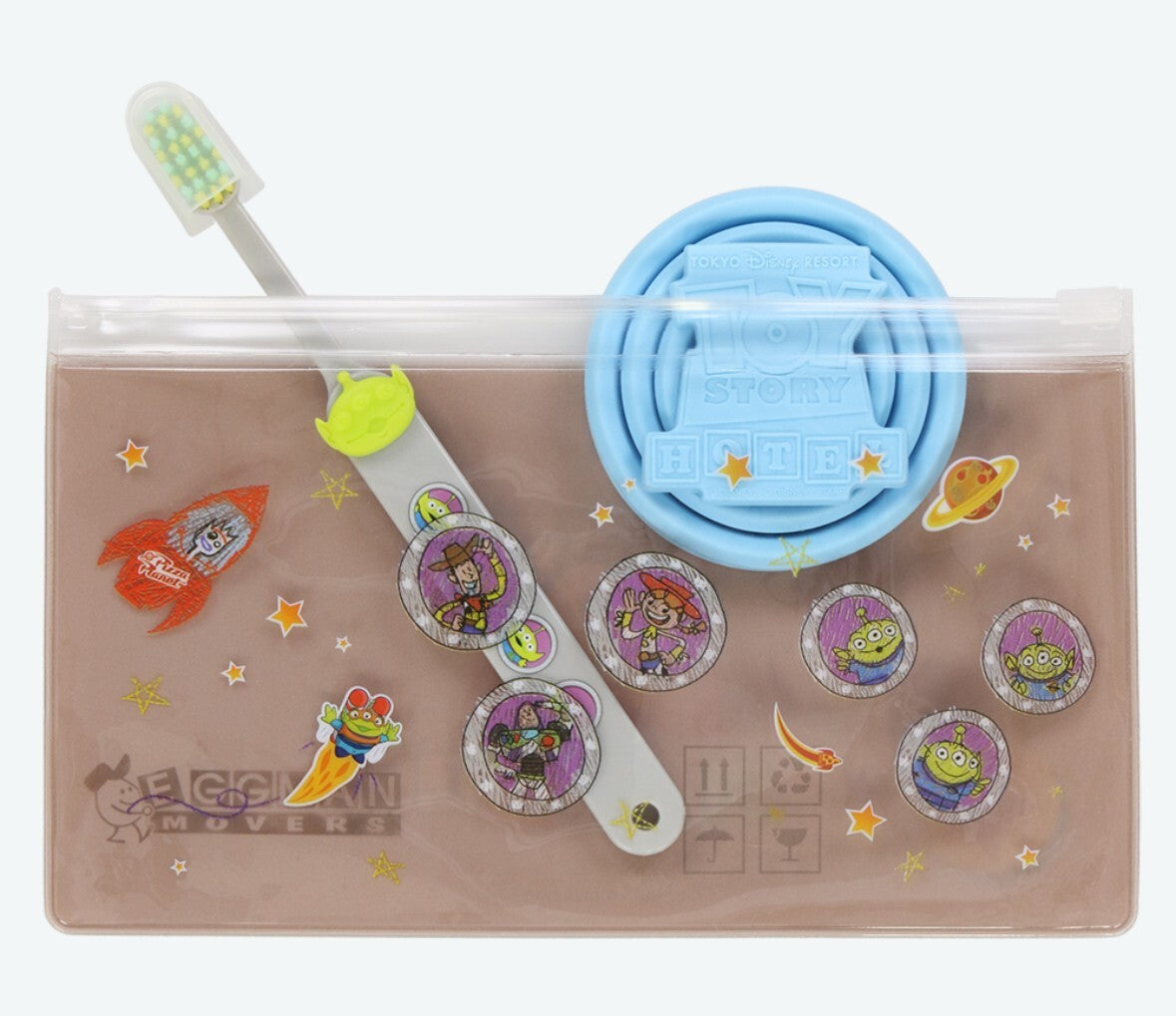 Japan Tokyo Disney Resort Toy Story Toothbrush cup, and pouch included travel