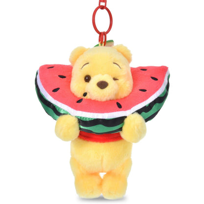 Japan Tokyo Disney Store Winnie the Pooh Plush Toy Keychain "I Love Watermelon"