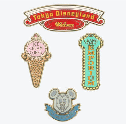 Japan Tokyo Disney Resort Pin Badge World Bazaar Waffle Ice Cream Welcome Sign