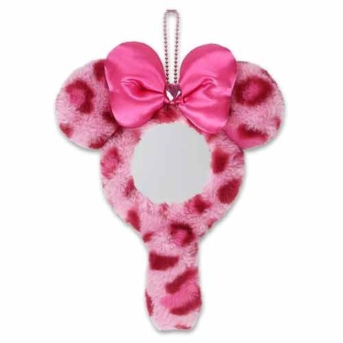 Japan Tokyo Disney Resort Minnie Mouse Mirror Fluffy Leopard Print