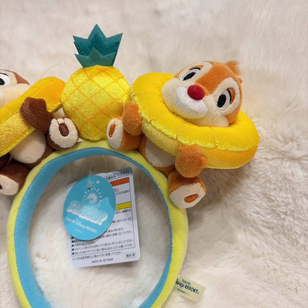 Japan Tokyo Disney Resort Chip and Dale Headband Ears Hello Summer Pineapplo