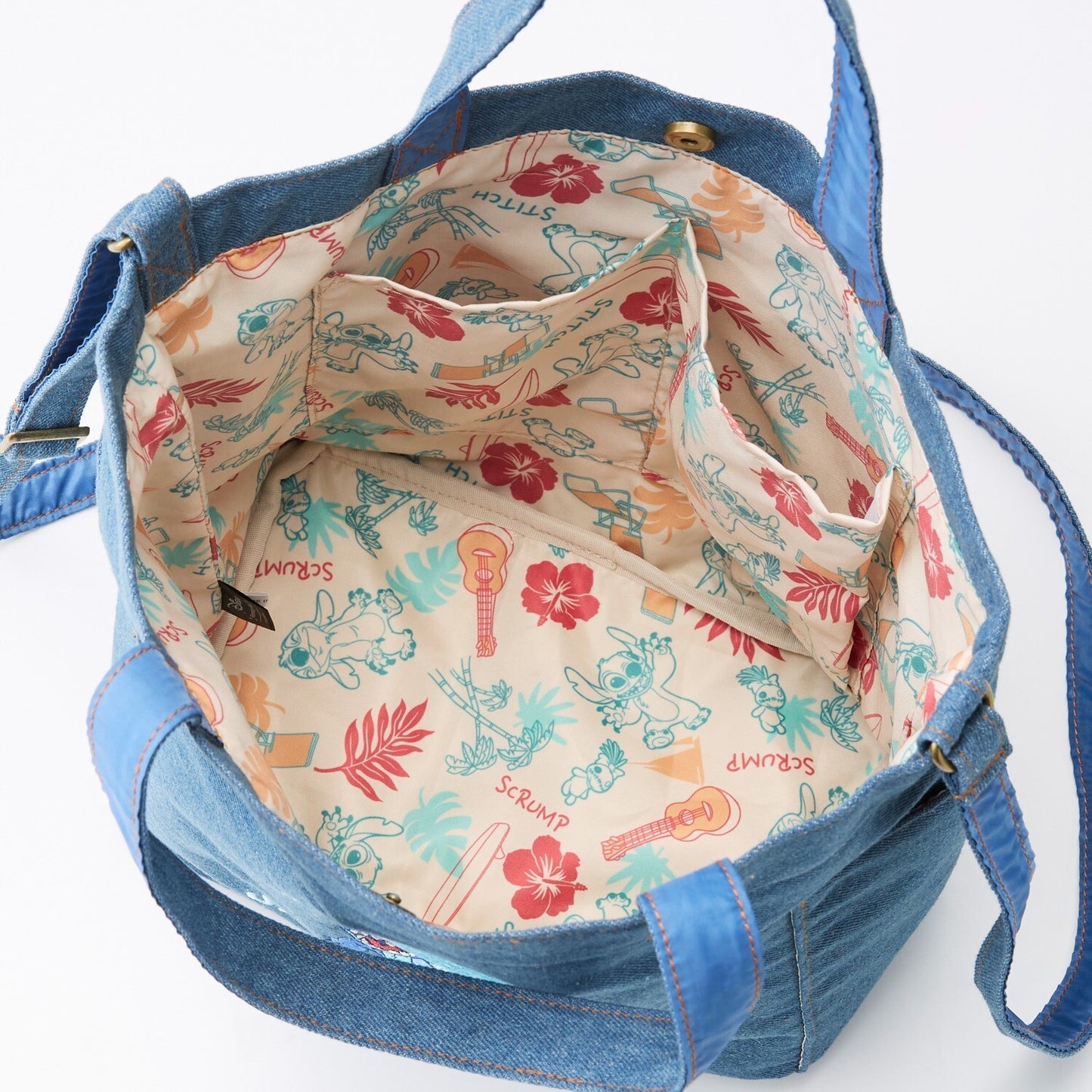 Japan Disney Fantasy Shop Bellemaison Stitch Denim Embroidery 2-way Bag