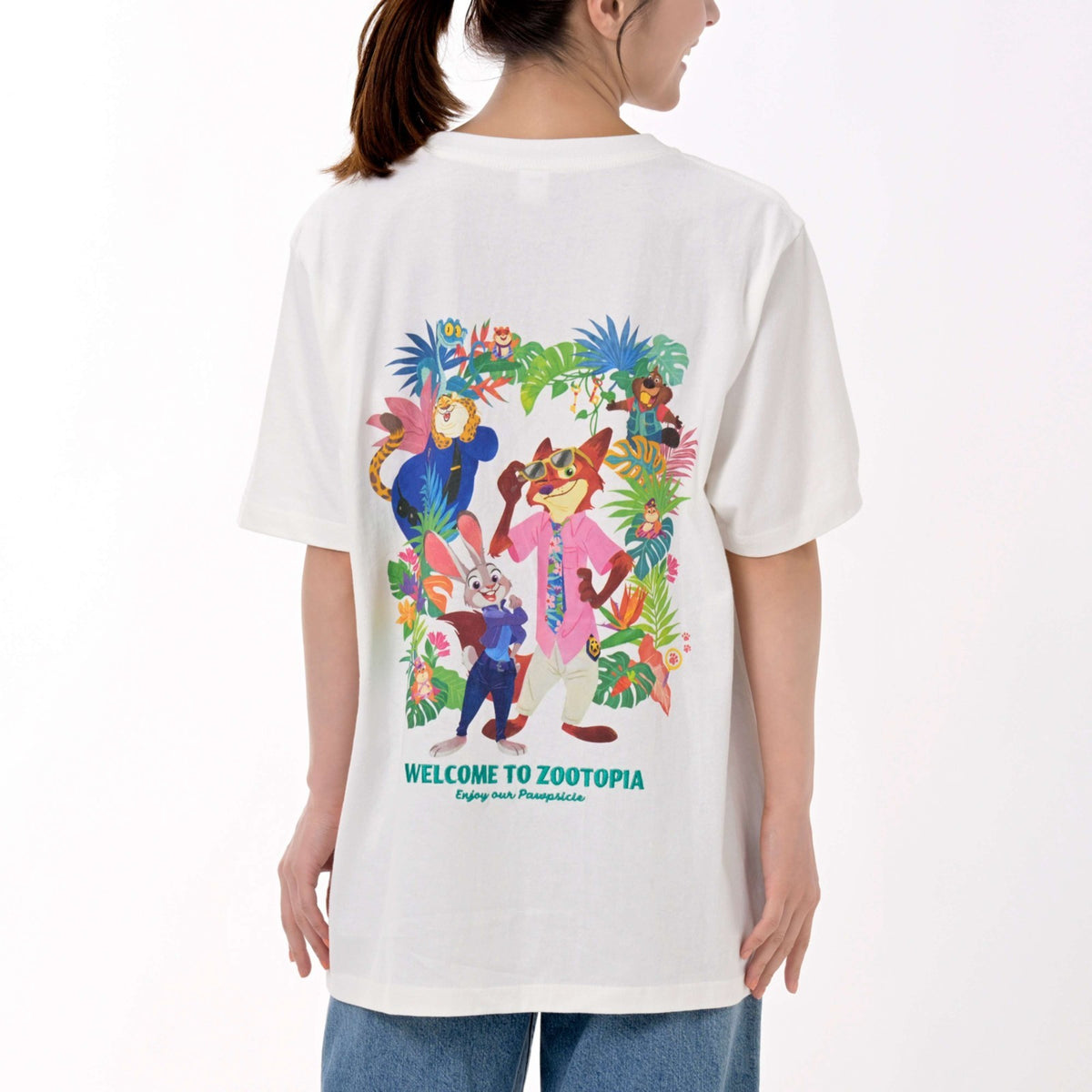 Japan Tokyo Disney Store Zootopia 2 Short-Sleeve T-Shirt White TROPICAL ZOOTOPIA