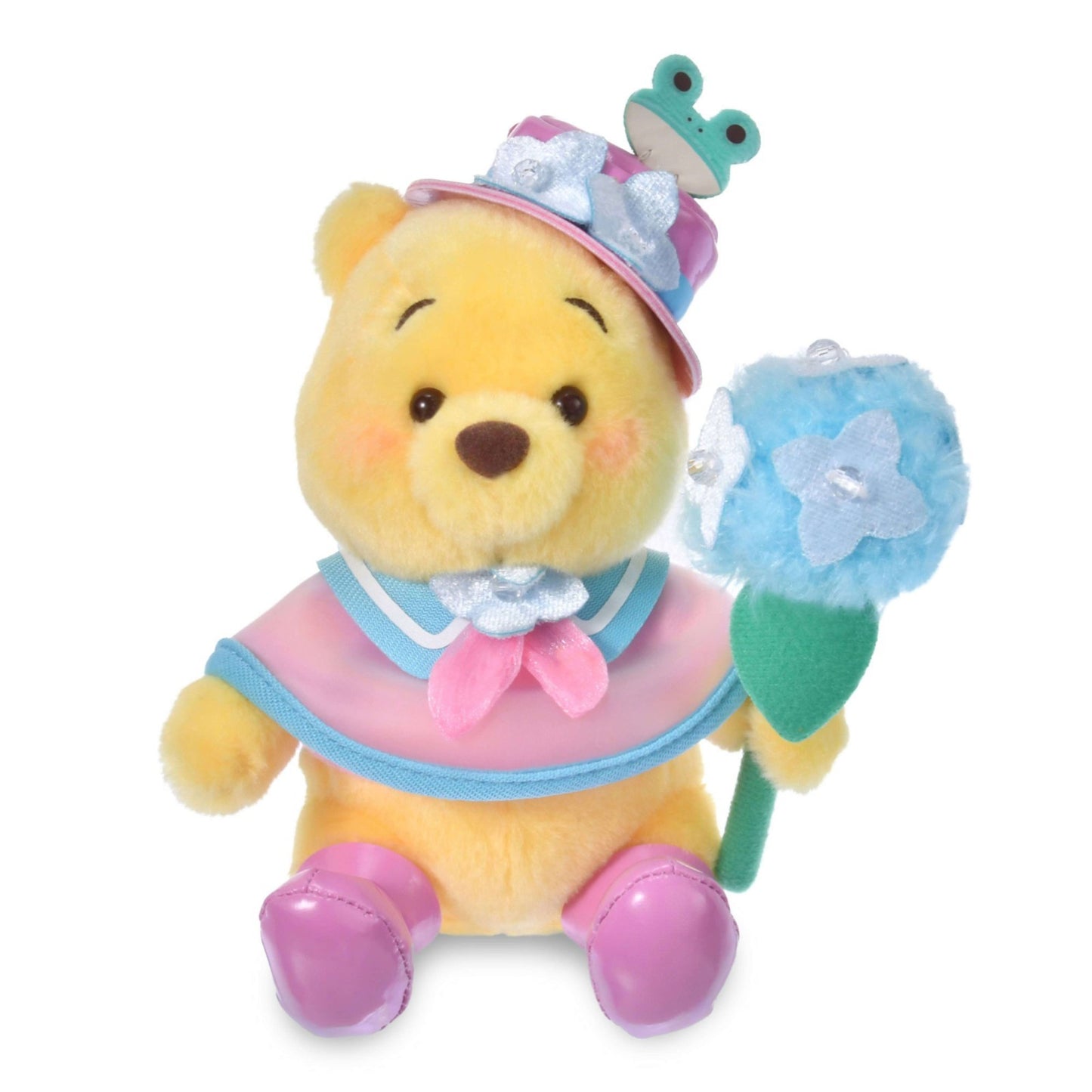 Japan Tokyo Disney Store Winnie the Pooh Plush Toy Keychain ENJOY RAIN