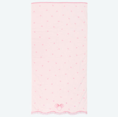 Japan Tokyo Disney Resort 2025 Minnie Ribbon Bath towel Heart Ears Pink