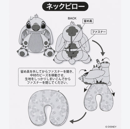 Japan Tokyo Disney Resort Lilo & Stitch Neck Pillow Cushion Plush Toy 2025